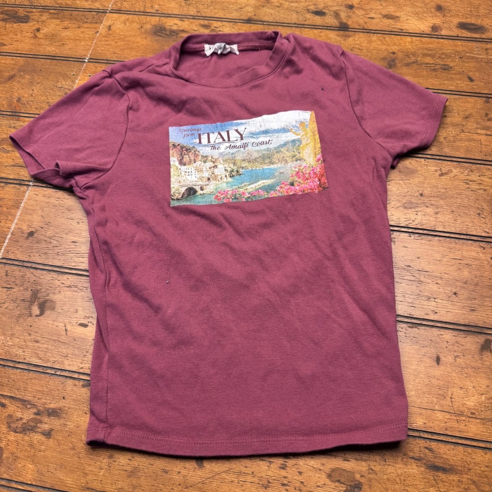 Nikibiki NIKKIE Los‎ Angeles Italy Amalfi Coast Graphic Tee Maroon Small
